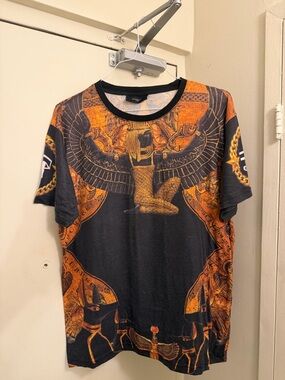 Black and Orange Egyptian Motif Short Sleeve Tee